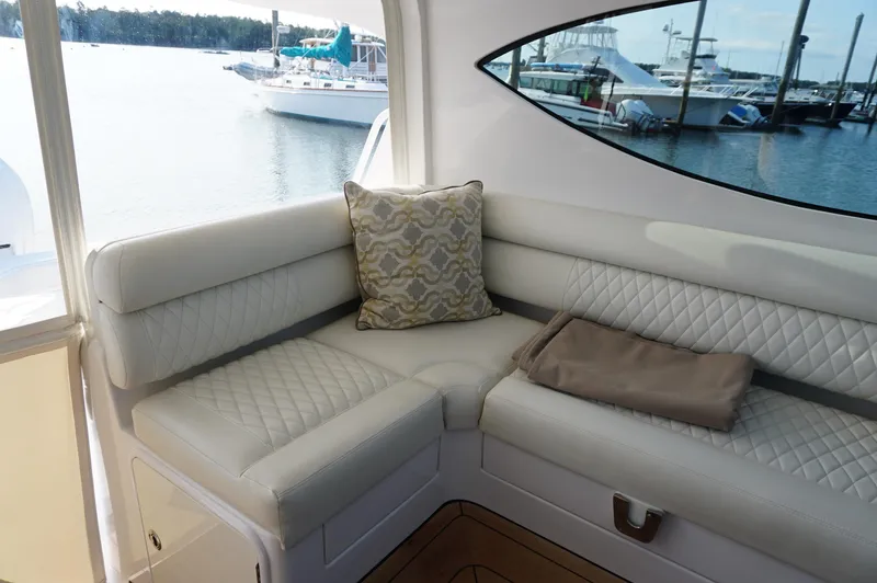  Yacht Photos Pics Luxurious seating area on Jupiter 41 SB yacht, 2021 model.