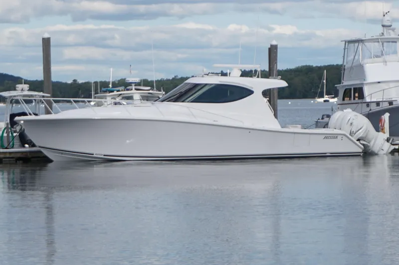  Yacht Photos Pics 2021 Jupiter 41 SB boat docked at marina, side view.