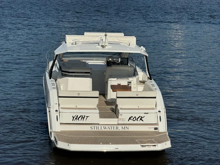 Yacht Rock Yacht Photos Pics 2015 Cruisers Yachts 390 Express Coupe on water, rear view, "Yacht Rock" text visible.