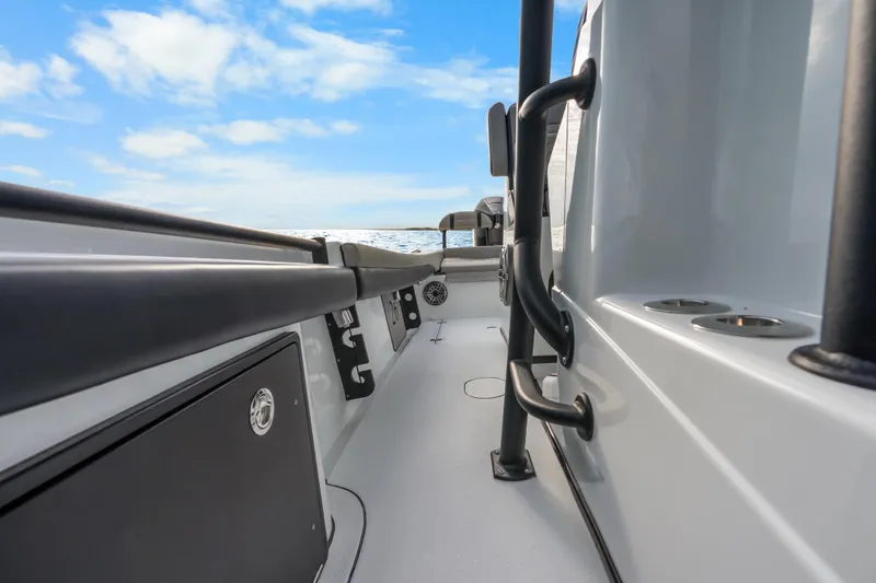  Yacht Photos Pics 2024 Yellowfin 26 Hybrid boat interior with sleek design and ocean view.