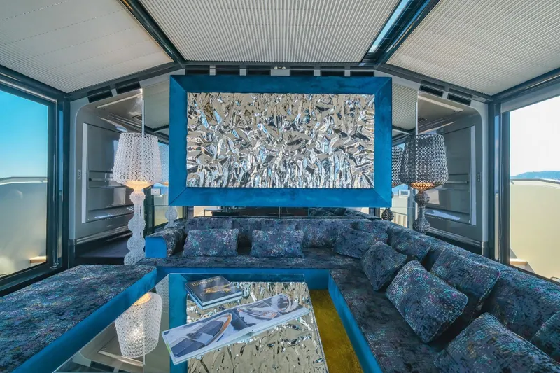 Eternity 44 Yacht Photos Pics Luxurious interior of 2010 Arcadia Yachts 85 with modern decor and plush seating.