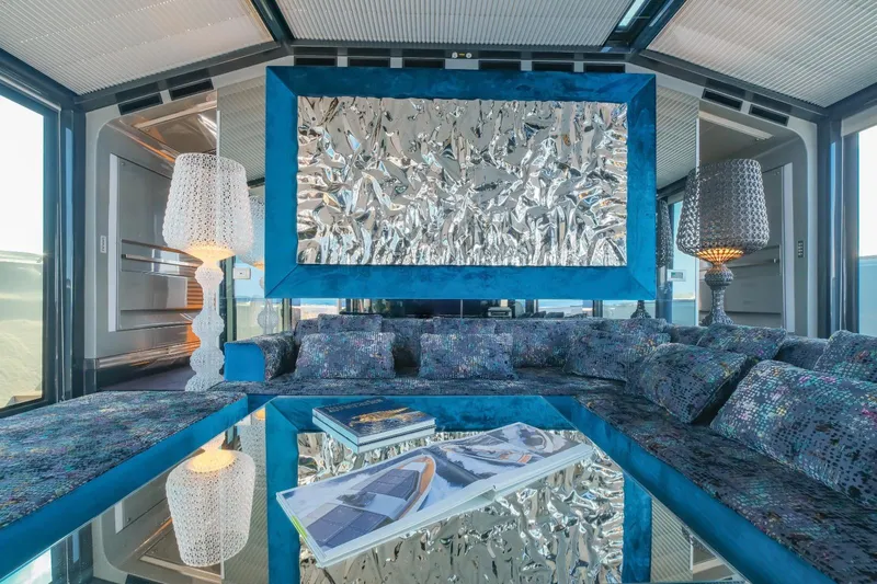 Eternity 44 Yacht Photos Pics Luxurious interior of 2010 Arcadia Yachts 85 with modern decor and plush seating.