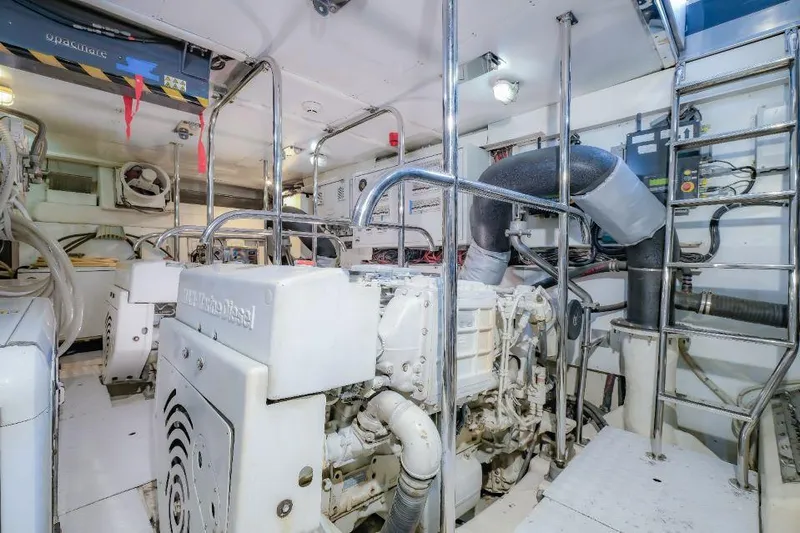 Eternity 44 Yacht Photos Pics Engine room of 2010 Arcadia Yachts 85, featuring machinery and equipment.