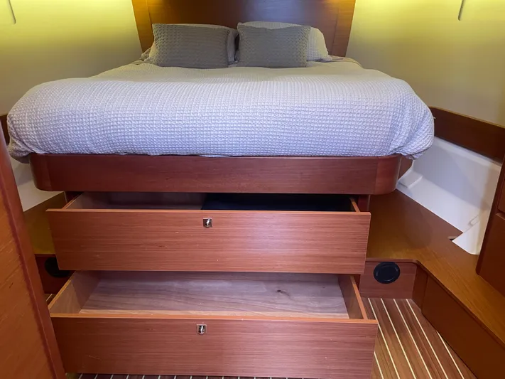 Send Me Yacht Photos Pics Cozy cabin bedroom with storage drawers in 2018 Dufour 460 Grand Large yacht.
