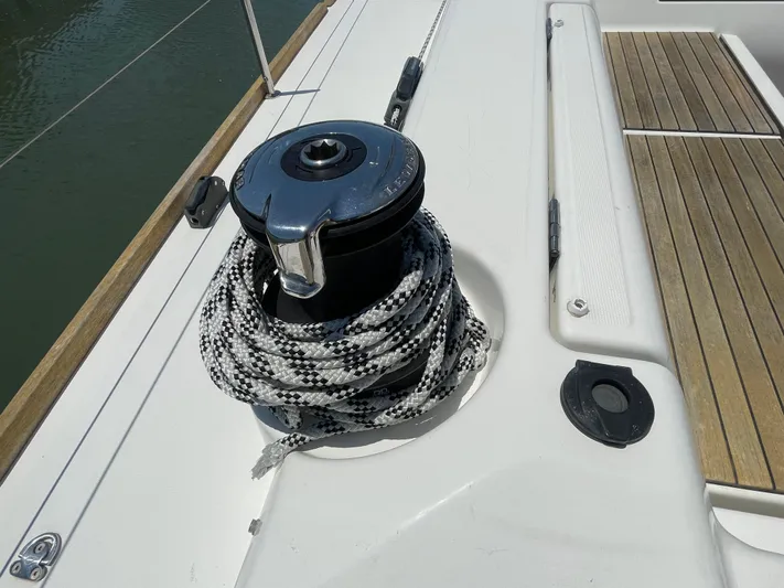 Send Me Yacht Photos Pics Winch and rope on 2018 Dufour 460 Grand Large sailboat deck.