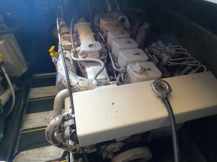  Yacht Photos Pics Engine compartment of a 2002 Luhrs 34 Convertible boat.