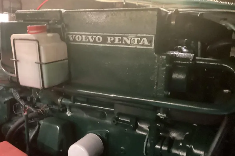 No Reservations Yacht Photos Pics Volvo Penta engine in a 1984 Spindrift 52 Motor Yacht.