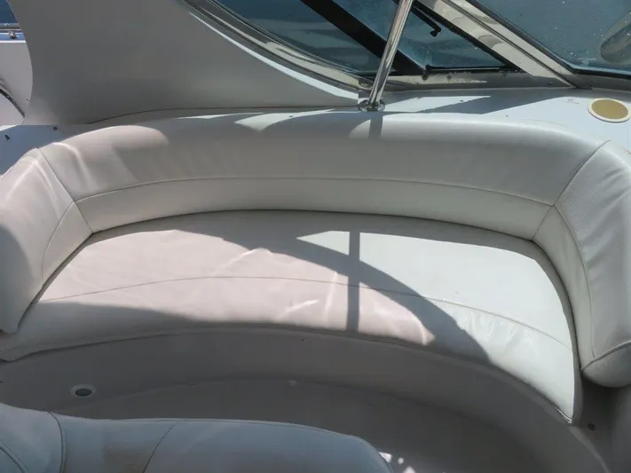  Yacht Photos Pics White leather seating on 2000 Bluewater Yachts Millennium Series 63.