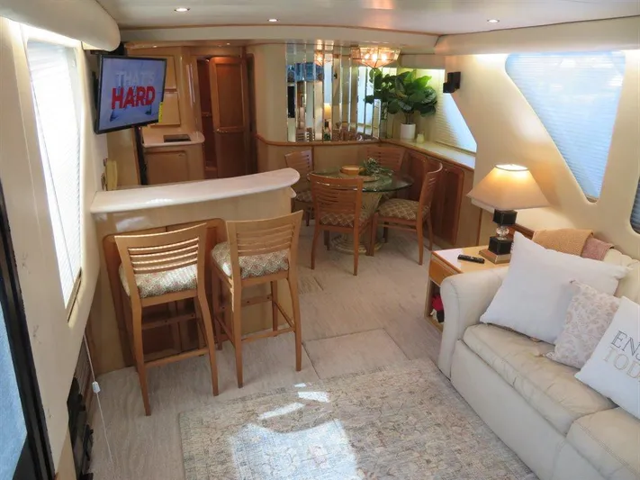  Yacht Photos Pics Luxurious interior of 2000 Bluewater Yachts Millennium Series 63 with modern furnishings.