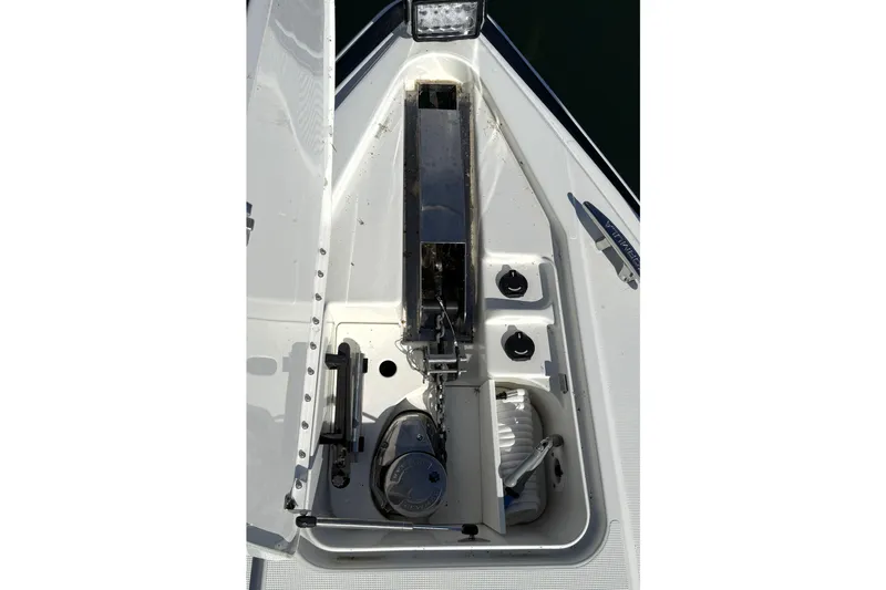 Knot To Scale Yacht Photos Pics 2018 Formula 37 Performance Cruiser anchor compartment with winch and storage.