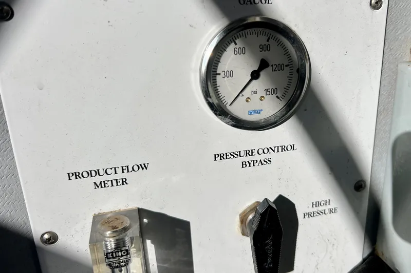 The Jonathan Shepard Yacht Photos Pics Control panel with pressure gauge and flow meter on 2006 Hanse 461e.