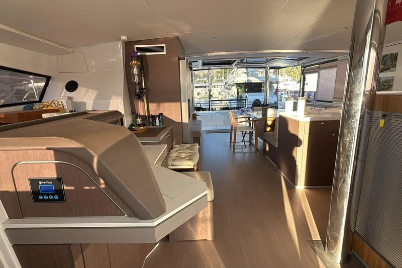  Yacht Photos Pics Luxurious interior of a 2021 Bali 5.4 yacht, featuring modern design and spacious layout.