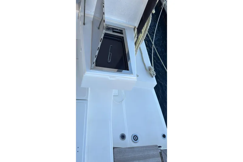  Yacht Photos Pics Bali 5.4 yacht deck detail, 2021 model, featuring sleek design and modern fixtures.