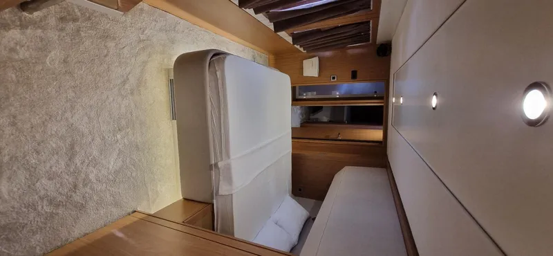  Yacht Photos Pics Luxurious interior cabin of 2024 Bali 5.4 yacht with modern furnishings.