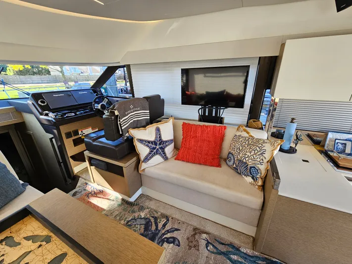 Margie Yacht Photos Pics Interior of a 2018 Prestige 460 yacht with stylish decor.