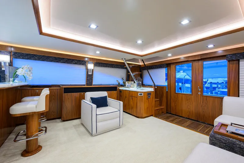 China Time Yacht Photos Pics Viking 92 CHINA TIME - Port Salon & Stairs to Flybridge