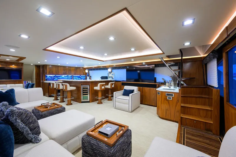 China Time Yacht Photos Pics Viking 92 CHINA TIME - Galley View From Salon Sofa