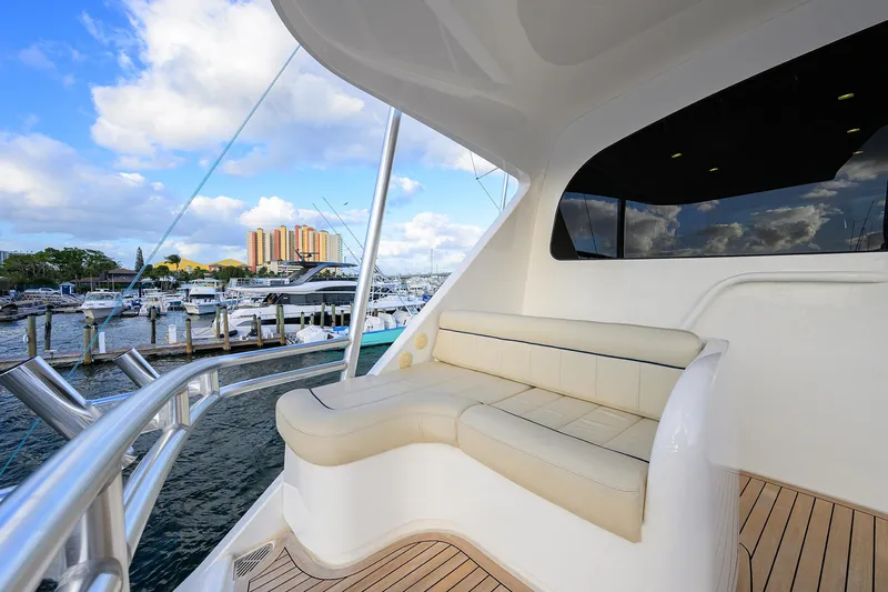 China Time Yacht Photos Pics Viking 92 CHINA TIME - Enclosed Flybridge Aft Deck Seating