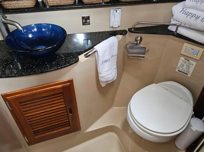  Yacht Photos Pics 2014 Ranger Tugs 31-CB bathroom with blue vessel sink and modern amenities.