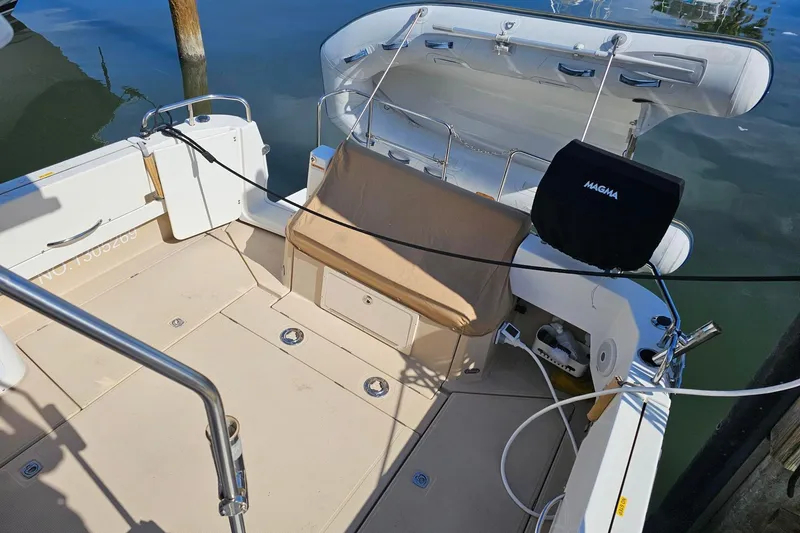  Yacht Photos Pics 2014 Ranger Tugs R 31 boat deck with seating and Magma grill.