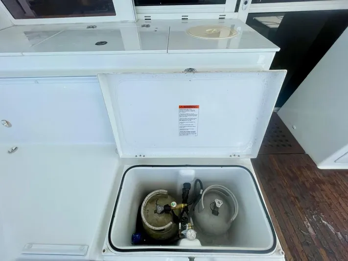 Unfettered Yacht Photos Pics Propane locker in cockpit area