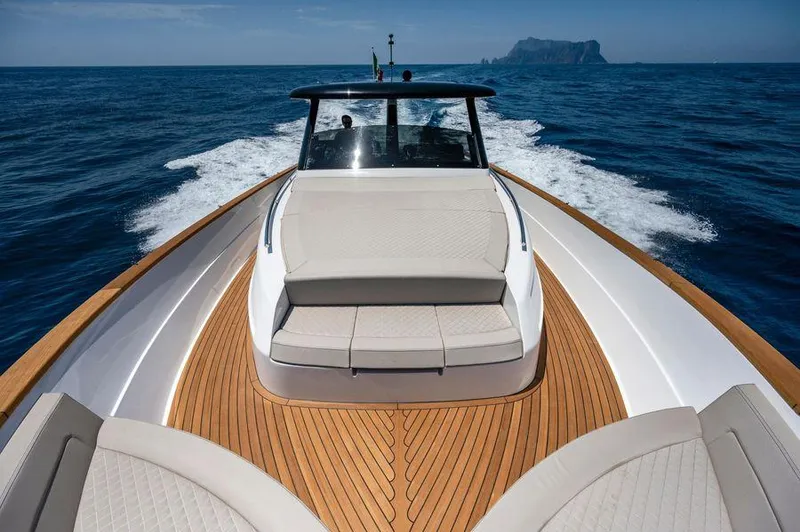  Yacht Photos Pics 2025 Apreamare Gozzo 45 yacht cruising on open sea with sleek wooden deck.