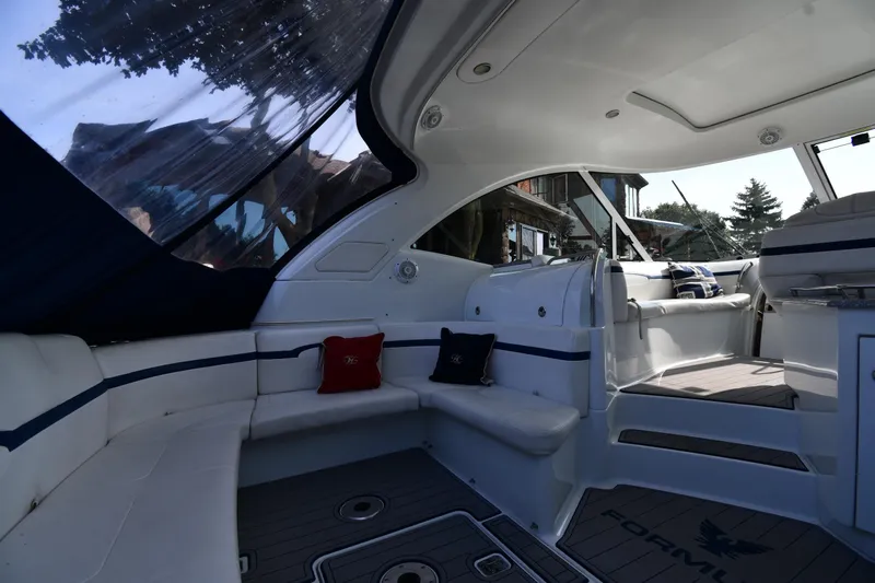  Yacht Photos Pics Luxurious interior of a 2007 Formula 45 Yacht with plush seating and elegant design.