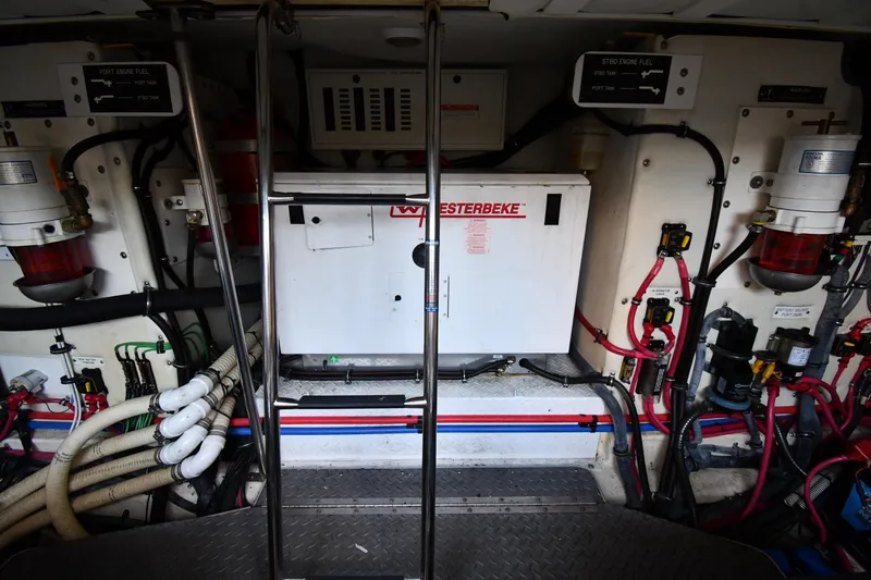  Yacht Photos Pics Engine room of a 2007 Formula 45 Yacht with Westerbeke generator and fuel systems.