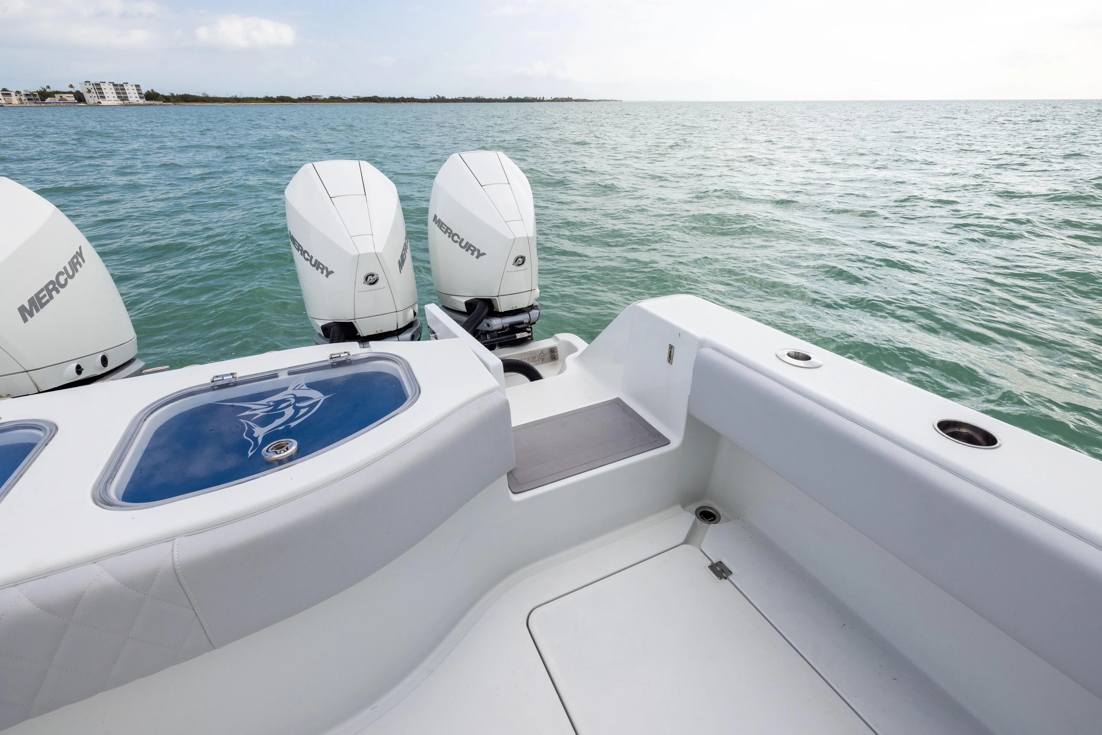  Yacht Photos Pics 2022 Freeman 42LR boat with Mercury engines on open water.