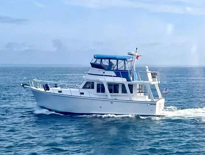 Brass Ring Yacht Photos Pics 2009 Marine Trader 36 Euro Sedan cruising on open water under a clear sky.