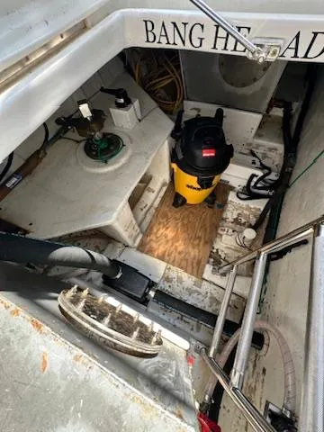 Brass Ring Yacht Photos Pics Interior view of 2009 Marine Trader 36 Euro Sedan boat with cleaning equipment.