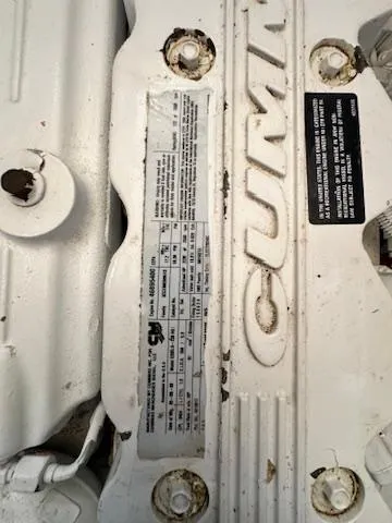 Brass Ring Yacht Photos Pics Close-up of a Cummins engine label on a 2009 Marine Trader 36 Euro Sedan.