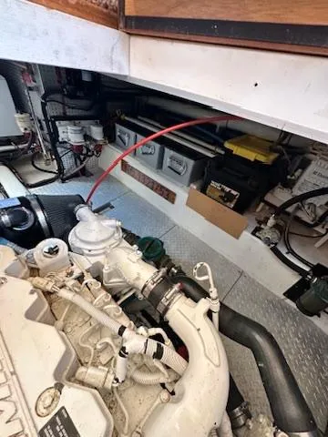 Brass Ring Yacht Photos Pics Engine room of 2009 Marine Trader 36 Euro Sedan with visible components and wiring.