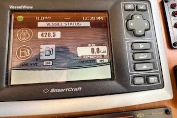 Brass Ring Yacht Photos Pics SmartCraft vessel display showing status, speed, and fuel details for 2009 Marine Trader 36 Euro Sedan.