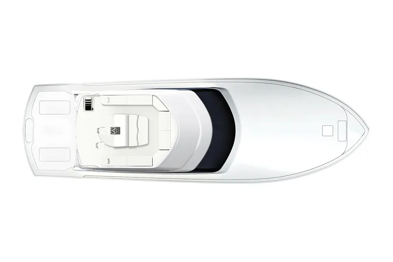Resilient Yacht Photos Pics Top view of a 2018 Hatteras GT70 yacht, showcasing sleek design and spacious deck layout.
