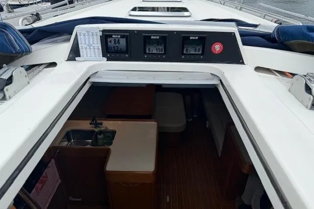  Yacht Photos Pics 2006 X-Yachts X-50 yacht cockpit with navigation instruments and companionway