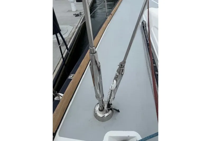  Yacht Photos Pics Deck view of 2006 X-Yachts X-50 sailboat with stainless steel rigging.