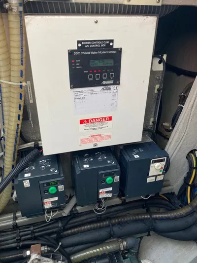 The Recipe Yacht Photos Pics Electrical control panel in a 2011 Lagoon 560 yacht engine room.