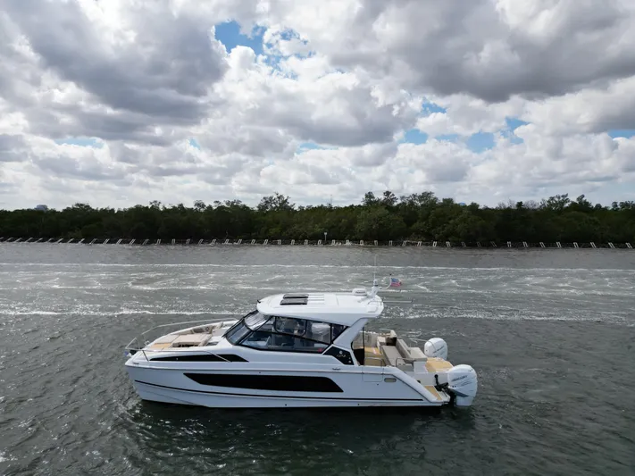 Yaffa Yacht Photos Pics Aquila 36 yacht cruising on a cloudy day, 2021 model.