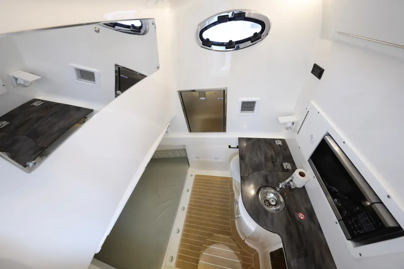 Why Knot II Yacht Photos Pics Interior of 2018 Regulator 34SS with modern amenities.