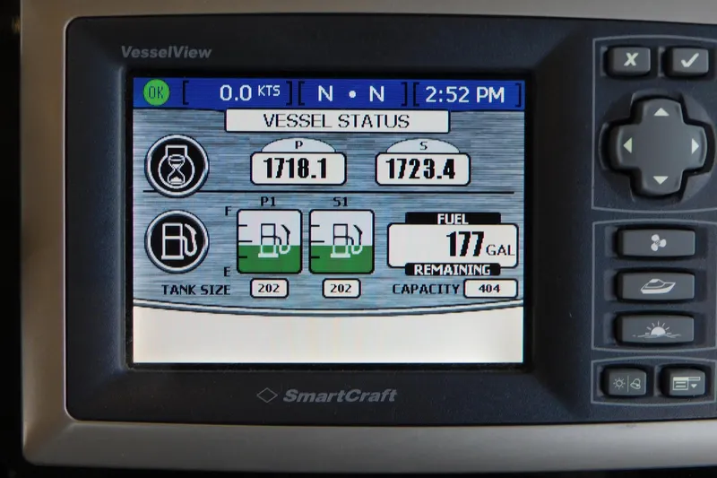  Yacht Photos Pics SmartCraft VesselView display on 2013 Sea Ray 510 Sundancer showing fuel status and navigation data.