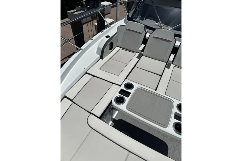  Yacht Photos Pics 2022 Jeanneau Leader 12.5 WA boat with spacious sunbathing deck and comfortable seating.