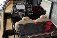 2022 Zar Formenti 85 SL boat interior with modern dashboard and seating.