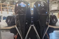 2022 Zar Formenti 85 SL boat with dual outboard engines in a workshop setting.