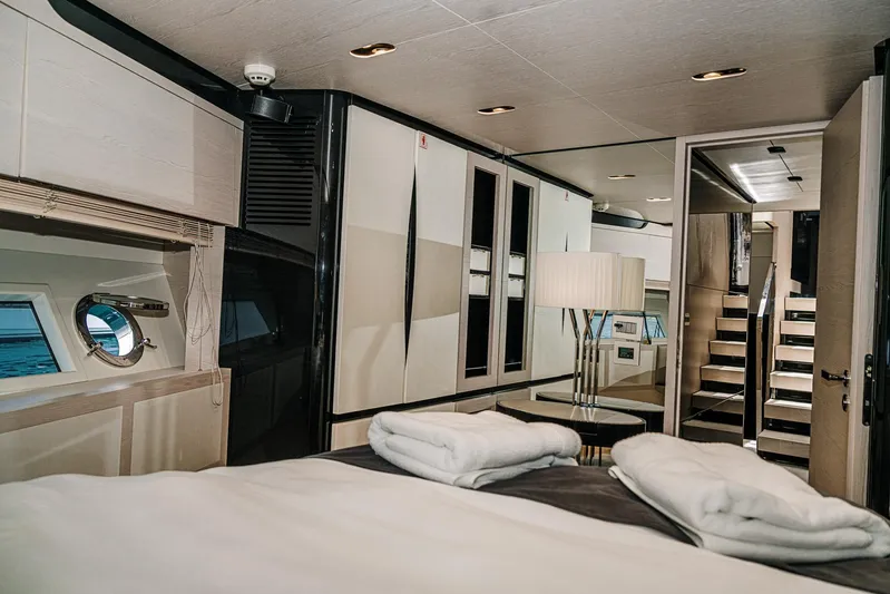  Yacht Photos Pics Luxurious interior of 2014 Azimut 80 yacht with elegant bedroom and modern design.