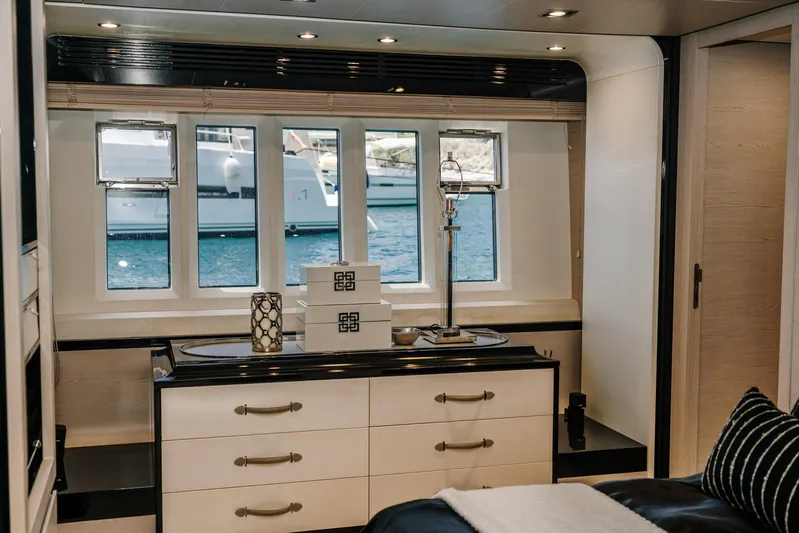  Yacht Photos Pics Luxurious interior of 2014 Azimut 80 yacht with elegant furnishings and ocean view.