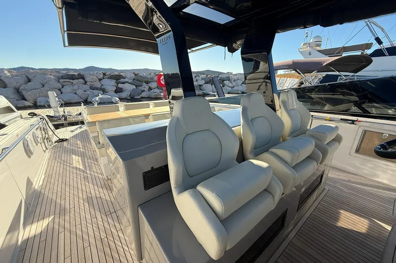 Seoi Yacht Photos Pics 2024 Pardo Yachts P43 luxury yacht interior with sleek seating and modern design.