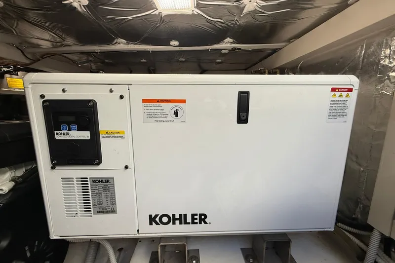 Seoi Yacht Photos Pics Kohler generator in 2024 Pardo Yachts P43 engine room, featuring advanced control panel.