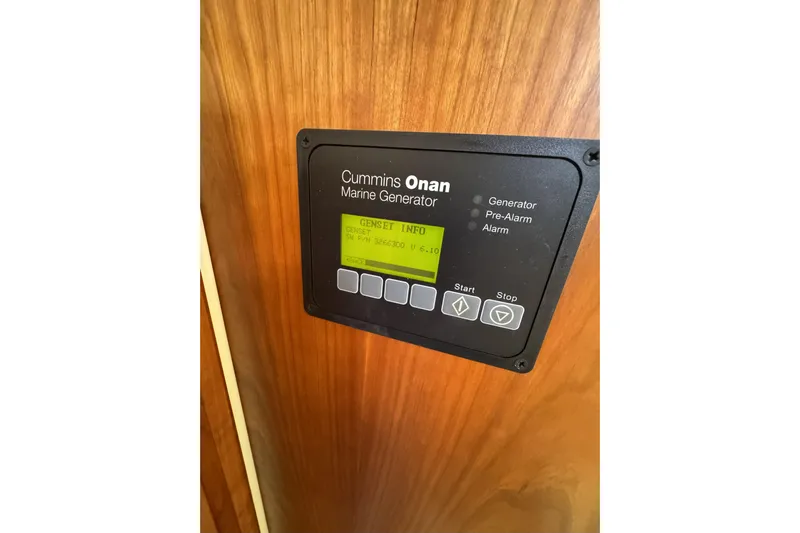 Swell Yacht Photos Pics Cummins Onan marine generator control panel on 2020 Back Cove 34O boat.