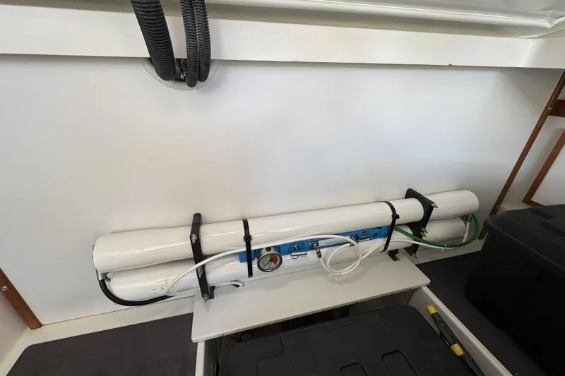 Swell Yacht Photos Pics Marine equipment in a 2020 Back Cove 34O boat, featuring pipes and gauges.